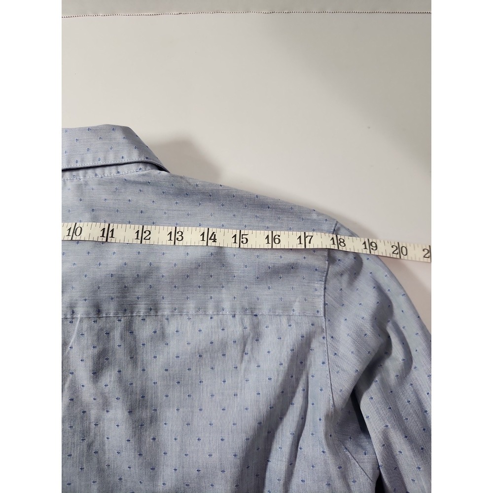 Foxcroft Womens Blue Wrinkle Free Button Down Shirt Size 14 Geometric Dot 101007 - Picture 8 of 10